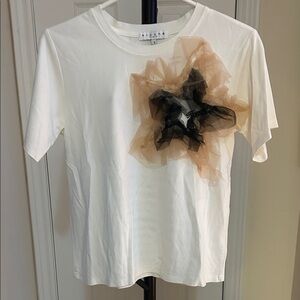 White and Black Tulle Embellished Top